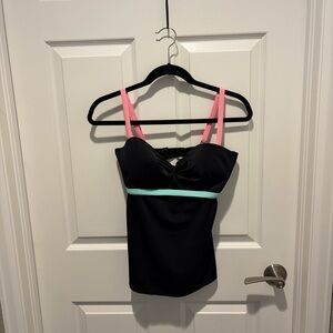 Coco Rave Black Tankini with Pink and Mint Accents